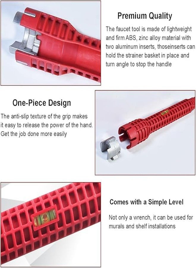 Bitnex مفتاح ربط متعدد الوظائف 8 في 1 من Bitnex، مناسب لحنفيات وأحواض المطبخ، أدوات سباكة، أدوات سباكة متعددة الأغراض، مفتاح ربط حنفيات، مفاتيح سباكة لإزالة أنابيب ومصارف أحواض الاستحمام - Image 4